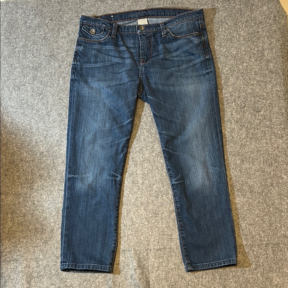 Banana Republic Blue Straight Jeans Women’s Size 29P Petite Button Pocket